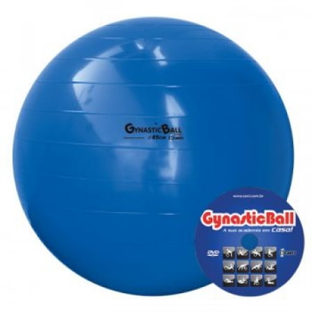 BOLA DE PILATES PARA GINASTICA GYNASTIC BALL 85CM AZUL COM DVD